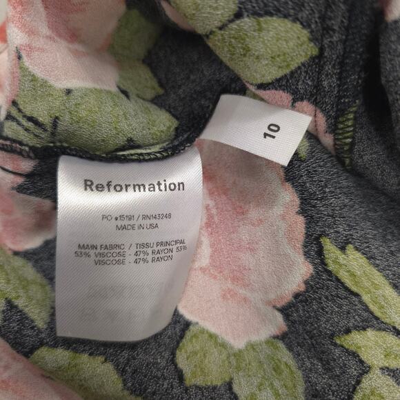 Reformation Tank Top Black Pink Floral Camisole Adjustable Straps - Picture 5 of 6